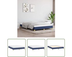 vidaXL Tweepersoons Bed - Slaapkamer Meubels - Bedframe zonder matras stof blauw 160x200 cm - Bedframe - Blauwdruk Bed - Stoffen Bed