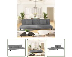 vidaXL Tweepersoonsbank - Slaapbank - Slaapbank 2-zits met 2 kussens fluweel lichtgrijs - Fluweel Sofa - Grijze Bank - Multifunctionele Bank