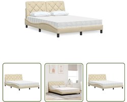 vidaXL Tweepersoonsbed - Bed Frame - Bed met matras stof crèmekleurig 120x200 cm - Slaapcomfort - Matras - Boxspring Alternatief