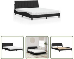 vidaXL Tweepersoonsbed - Fluwelen Bed - Bed met matras Hanko fluweel zwart 160x200 cm - Boxspring - King Size Bed - Groot Bed