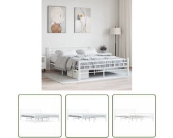 vidaXL Tweepersoonsbed - Metalen Bedframe - Bedframe metaal wit 160x200 cm - Bedframe Wit - Bed Kopen - Slaapkamers