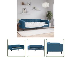 vidaXL Tweepersoonsbed - Slaapbank - Slaapbank 100x200 cm fluweel blauw - Daybed - Lounge Sofa - Meubels