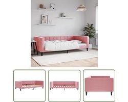 vidaXL Tweepersoonsbed - Slaapbank - Slaapbank 100x200 cm fluweel roze - Daybed - Lounge Sofa - Rozerode Meubels