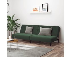 vidaXL Tweepersoonsbed - Slaapbank - Slaapbank 2-zits fluweel donkergroen - Donkere Kleuren - Lounge Meubilair - Fluweel Sofa