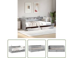 vidaXL Tweepersoonsbed - Slaapbank - Slaapbank met lades zonder matras 75x190 cm grijs sonoma eiken - Slaapbanken Met Lade - Houten Slaapbank - Grijze Slaapbank