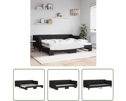 vidaXL Tweepersoonsbed - Slaapbank - Slaapbank met onderschuifbed 90x200 cm stof zwart - Sofa Bed - Bankslaapsysteem - Multifunctioneel Meubilair