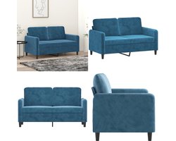 vidaXL Tweezitsbank 120 cm fluweel blauw - 2-zitsbank - 2-zitsbanken - Bank - Sofa