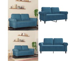 vidaXL Tweezitsbank 120 cm fluweel blauw - 2-zitsbank - 2-zitsbanken - Bank - Sofa
