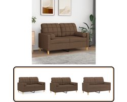 vidaXL Tweezitsbank - 120 cm - Inclusief Sierkussens Tweezitsbank - Bruine Bank - Banksofa - Lounge Meubilair - Livingroom Decoratie