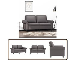 vidaXL Tweezitsbank 120 cm kunstleer grijs Tweezitsbank - Kunstleder Sofa - Grijze Bank - Salontafel - Woonkamer Meubels