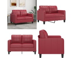 vidaXL Tweezitsbank 120 cm kunstleer wijnrood - 2-zitsbank - 2-zitsbanken - Bank - Tweezitsbank