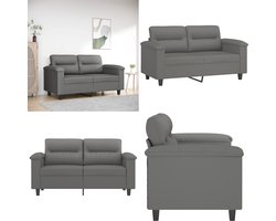 vidaXL Tweezitsbank 120 cm microvezelstof donkergrijs - 2-zitsbank - 2-zitsbanken - Bank - Tweezitsbank