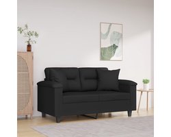 vidaXL Tweezitsbank - 120 cm - Microvezelstof - Zwart Tweezitsbank - Zwarte Bank - Microfiber Bank - Lounge Bank - Bankstellen