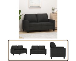 vidaXL Tweezitsbank - 120 cm - Zwart - Stof - Modern Tweezitsbank - Zwarte Bank - Bankstellen - Salon Meubilair - Woonkamermeubelen