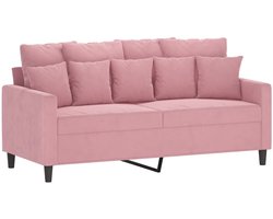 vidaXL Tweezitsbank - 140 cm - Fluweel - Roze Tweezitsbank - Velours Bank - Roze Bank - Salontafel - Bankstel