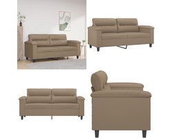 vidaXL Tweezitsbank 140 cm kunstleer cappuccinokleurig - 2-zitsbank - 2-zitsbanken - Bank - Tweezitsbank