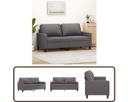 vidaXL Tweezitsbank - 140 cm - Kunstleer - Grijs Tweezitsbank - Sofa - Salontafel - Meubels - Livingroom