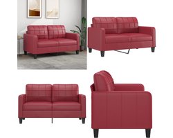 vidaXL Tweezitsbank 140 cm kunstleer wijnrood - 2-zitsbank - 2-zitsbanken - Bank - Tweezitsbank