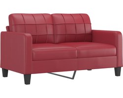 vidaXL Tweezitsbank 140 cm kunstleer wijnrood Tweezitsbank - Kunstleder Sofa - Rode Bank - Lounge Meubels - Living Room Furniture