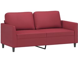 vidaXL Tweezitsbank - 140 cm - Kunstleer - Wijnrood Tweezitsbank - Kunstleder Sofa - Rode Bank - Salonbank - Lounge Bank