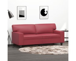vidaXL Tweezitsbank - 140 cm - Kunstleer - Wijnrood Tweezitsbank - Kunstleder Sofa - Rode Bank - Salontafel - Woonkamer Meubels