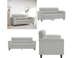 vidaXL Tweezitsbank 140 cm microvezelstof lichtgrijs - 2-zitsbank - 2-zitsbanken - Bank - Tweezitsbank