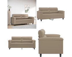 vidaXL Tweezitsbank 140 cm microvezelstof taupe - 2-zitsbank - 2-zitsbanken - Bank - Tweezitsbank