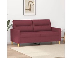 vidaXL Tweezitsbank - 140 cm - Stoffen bekleding - Wijnrood Tweezitsbank - Sofa - Bankstellen - Lounge Meubilair - Woonkamer Meubels