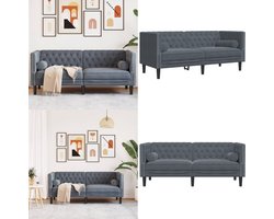 vidaXL Tweezitsbank Chesterfield-stijl en bolsters fluweel donkergrijs - Chesterfield Bank - Chesterfield Banken - Loveseat - Zitbank