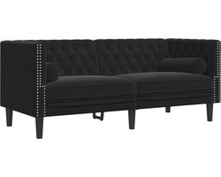 vidaXL - Tweezitsbank - Chesterfield-stijl - en - bolsters - fluweel - zwart