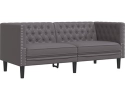 vidaXL - Tweezitsbank - Chesterfield-stijl - kunstleer - grijs
