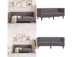 vidaXL Tweezitsbank Chesterfield-stijl kunstleer grijs - Chesterfield Bank - Chesterfield Banken - Loveseat - Zitbank