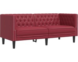 vidaXL - Tweezitsbank - Chesterfield-stijl - kunstleer - wijnrood