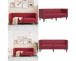 vidaXL Tweezitsbank Chesterfield-stijl kunstleer wijnrood - Chesterfield Bank - Chesterfield Banken - Loveseat - Zitbank