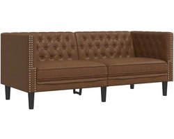 VidaXL Tweezitsbank Chesterfield-stijl kunstsuède bruin