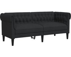 vidaXL - Tweezitsbank - Chesterfield-stijl - stof - zwart