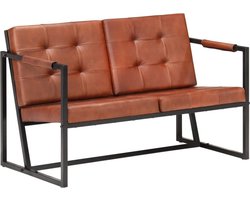 vidaXL - Tweezitsbank - echt - geitenleer - bruin