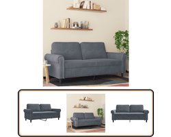 vidaXL Tweezitsbank - Fluweel - Donkergrijs - 140 cm Tweezitsbank - Donkergrijs - Fluweel - Banks Kopen - Salon Meubilair