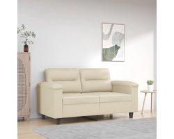 vidaXL Tweezitsbank - Kunstleer - crèmekleurig Tweezitsbank - Bankstellen - Salon Meubilair - Creme Kleur - Kunstleder Sofa