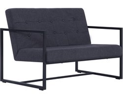 vidaXL - Tweezitsbank - met - armleuningen - staal - en - stof - donkergrijs