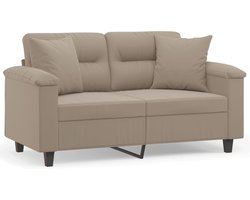 vidaXL - Tweezitsbank - met - kussens - 120 - cm - microvezelstof - taupe