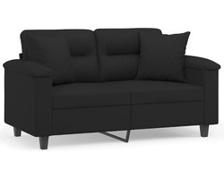 vidaXL - Tweezitsbank - met - kussens - 120 - cm - microvezelstof - zwart