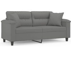 vidaXL - Tweezitsbank - met - kussens - 140 - cm - microvezelstof - donkergrijs