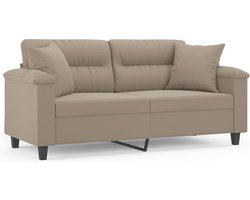 vidaXL - Tweezitsbank - met - kussens - 140 - cm - microvezelstof - taupe