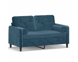 vidaXL - Tweezitsbank - met - sierkussens - 120 - cm - fluweel - blauw