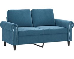 vidaXL - Tweezitsbank - met - sierkussens - 120 - cm - fluweel - blauw
