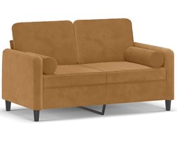 vidaXL - Tweezitsbank - met - sierkussens - 120 - cm - fluweel - bruin