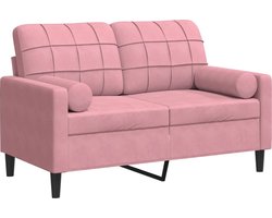 vidaXL - Tweezitsbank - met - sierkussens - 120 - cm - fluweel - roze