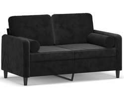 vidaXL - Tweezitsbank - met - sierkussens - 120 - cm - fluweel - zwart