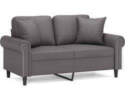 vidaXL - Tweezitsbank - met - sierkussens - 120 - cm - kunstleer - grijs